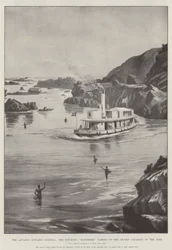 The Advance towards Dongola, the Gun-Boat Matemmeh passing up the Second Cataract of the Nile
